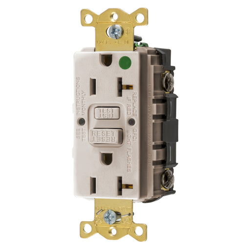 Bryant 20A Commercial Hospital Grade Self-Test Ground Fault Receptacle Light Almond (GFST83LA)