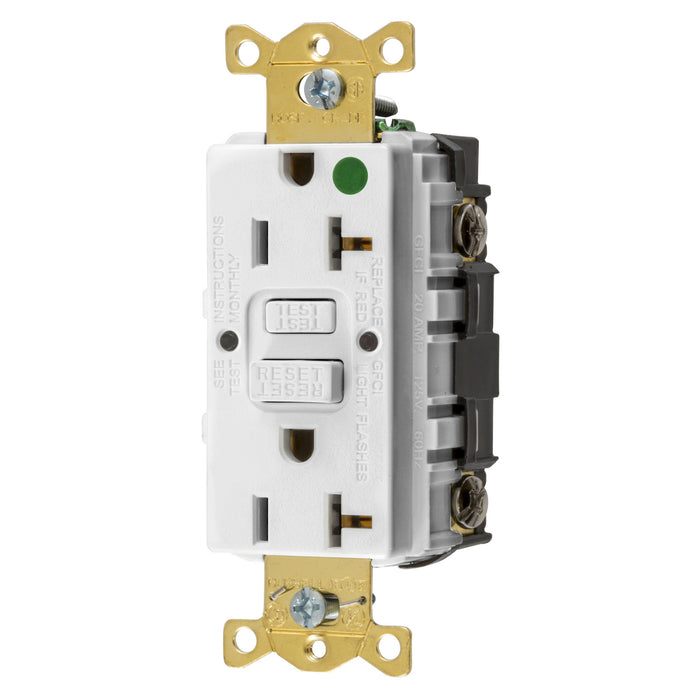 Bryant 20A Commercial Hospital Grade Self-Test Ground Fault Receptacle White (GFST83W)