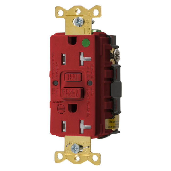 Bryant 20A Commercial Hospital Grade Self-Test Tamper-Resistant Alarm Ground Fault Receptacle Red (GFST83RTRB)