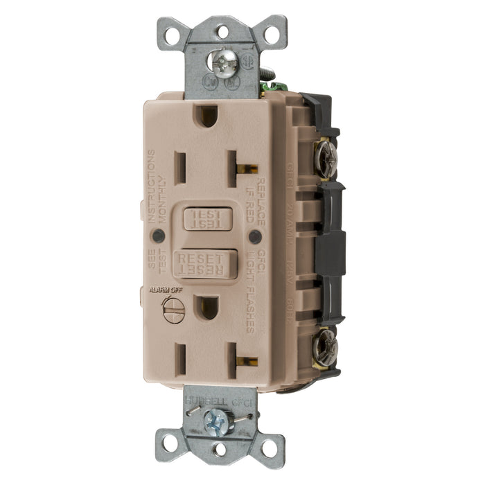 Bryant 20A Commercial Self-Test Alarm Ground Fault Receptacle Almond (GFRST20ALB)