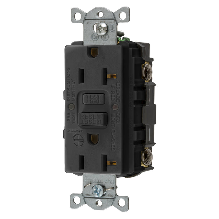 Bryant 20A Commercial Self-Test Alarm Ground Fault Receptacle Black (GFRST20BKB)