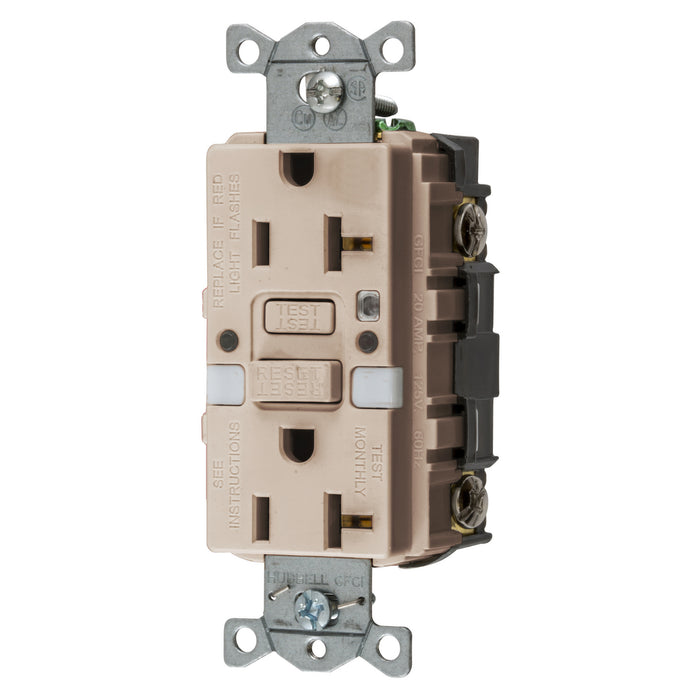 Bryant 20A Commercial Self-Test Nightlight Ground Fault Receptacle Almond (GFRST20ALNL)