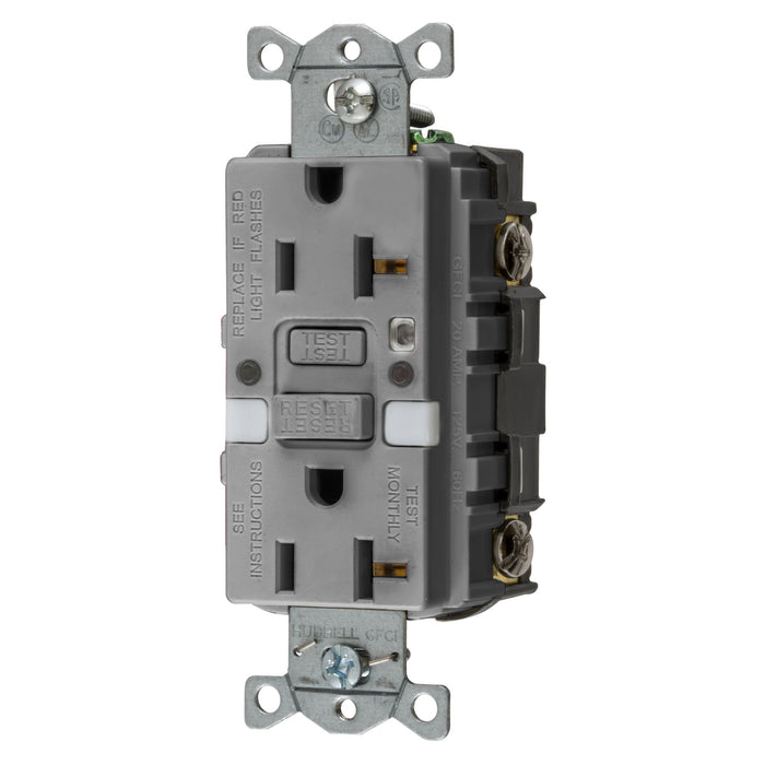 Bryant 20A Commercial Self-Test Nightlight Ground Fault Receptacle Gray (GFRST20GYNL)