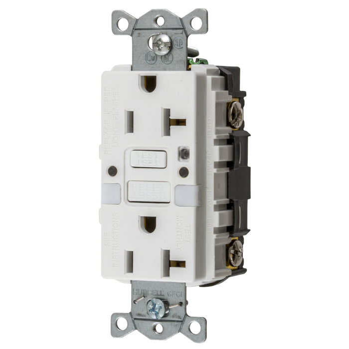 Bryant 20A Commercial Self-Test Nightlight Ground Fault Receptacle White (GFRST20WNL)