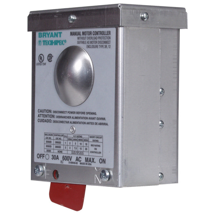 Bryant 30A 600V Double-Pole Disconnect Switch With NEMA 3R (30302D)