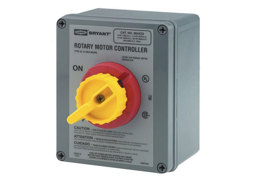 Bryant 30A 600V 3P Rotary Disconnect Switch 4X Plastic (664X33D)