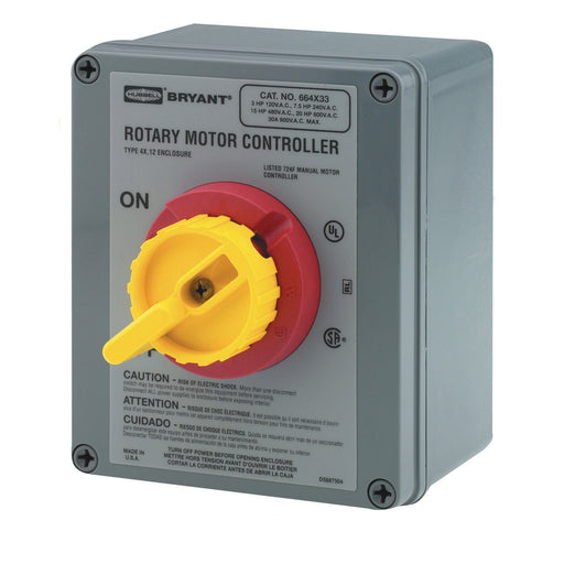 Bryant 30A 600V 3P Rotary Disconnect Switch 4X Plastic (664X33D)