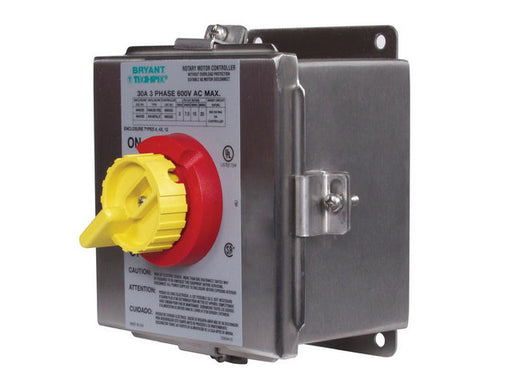 Bryant 30A 600V 3P Rotary Disconnect Switch 4X Stainless Steel (664S33D)