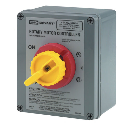 Bryant 40A 600V 3P Rotary Disconnect Switch 4X Plastic (664X43D)