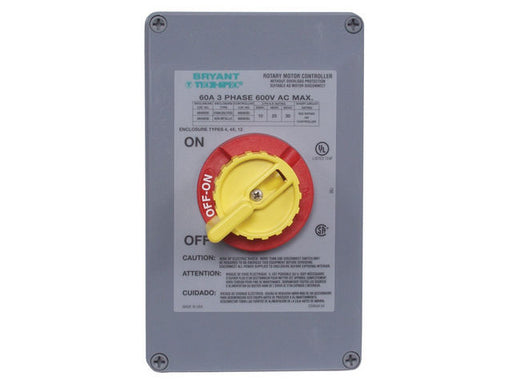 Bryant 60A 600V 3P Rotary Disconnect Switch 4X Plastic (664X63D)