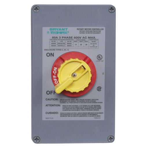 Bryant 60A 600V 3P Rotary Disconnect Switch 4X Plastic (664X63D)
