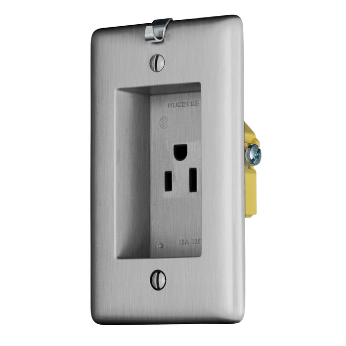 Bryant Clock Hanger Receptacle 15A 125V Tamper-Resistant Stainless Steel (RR151CHSSTR)