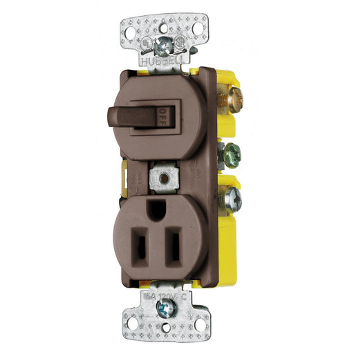 Bryant Combination 15A 3-Way And 15A 125V Receptacle Tamper-Resistant Brown (RC308TR)
