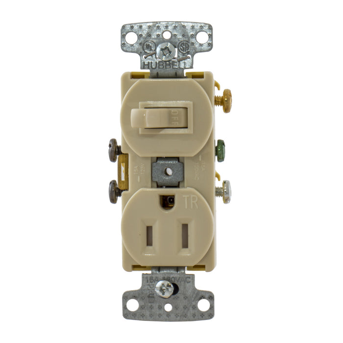 Bryant Combination 15A Single-Pole And 15A 125V Receptacle Tamper-Resistant Ivory (RC108ITR)