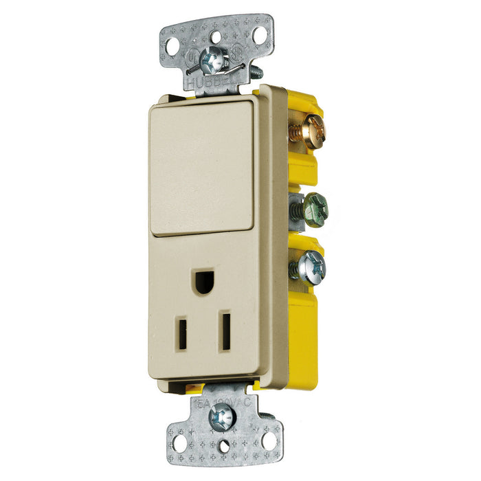 Bryant Combination 15A Single-Pole Rocker 15A 125V Receptacle Ivory (RCD108I)