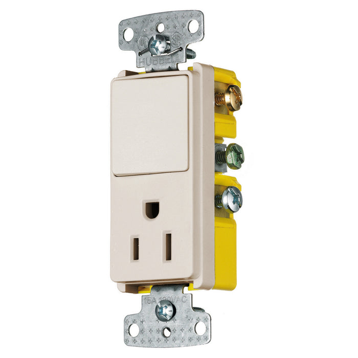 Bryant Combination 15A Single-Pole Rocker 15A 125V Receptacle Light Almond (RCD108LA)