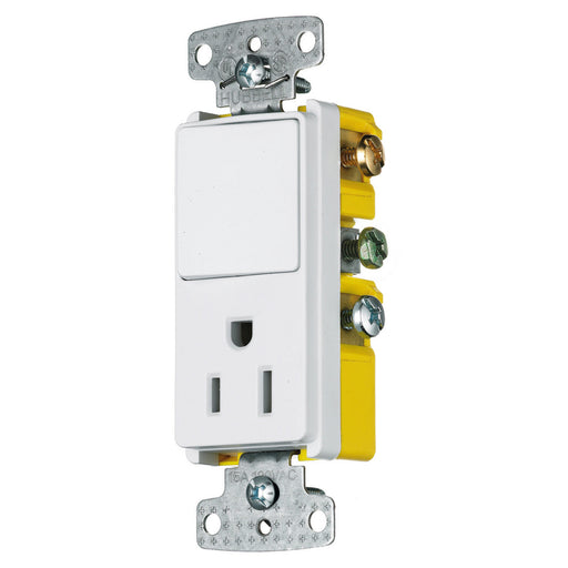 Bryant Combination 15A Single-Pole Rocker 15A 125V Receptacle White (RCD108W)