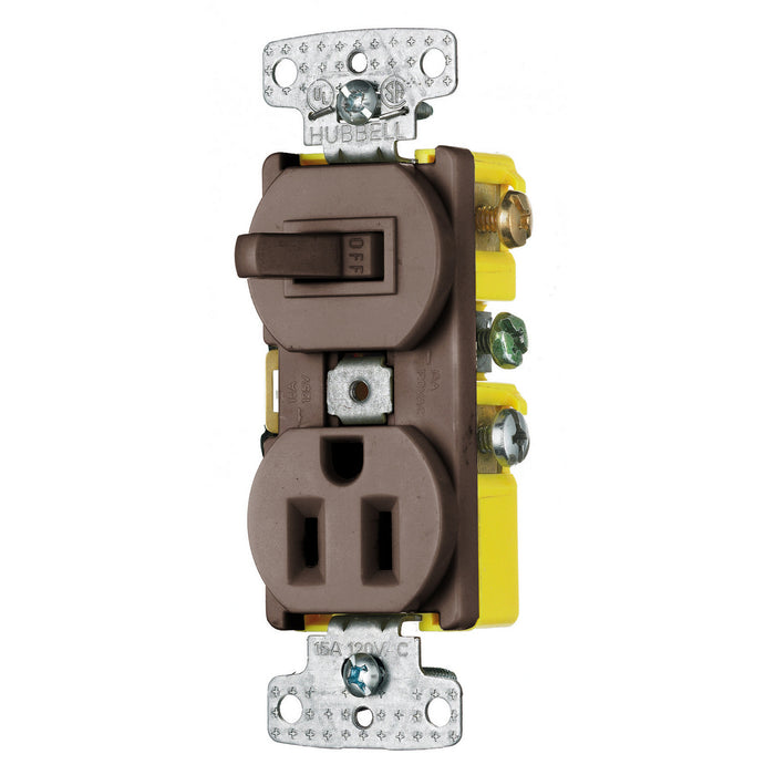 Bryant Combination 15A Single-Pole Toggle 15A 125V Receptacle Brown (RC108)