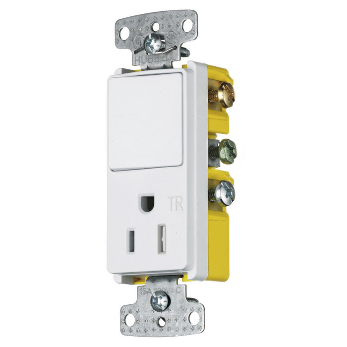 Bryant Combination Decorator 15A 3-Way And 15A 125V Receptacle Tamper-Resistant White (RCD308WTR)