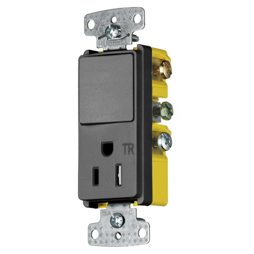 Bryant Combination Decorator 15A Single-Pole And 15A 125V Receptacle Tamper-Resistant Black (RCD108BKTR)