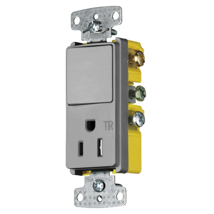 Bryant Combination Decorator 15A Single-Pole And 15A 125V Receptacle Tamper-Resistant Gray (RCD108GYTR)
