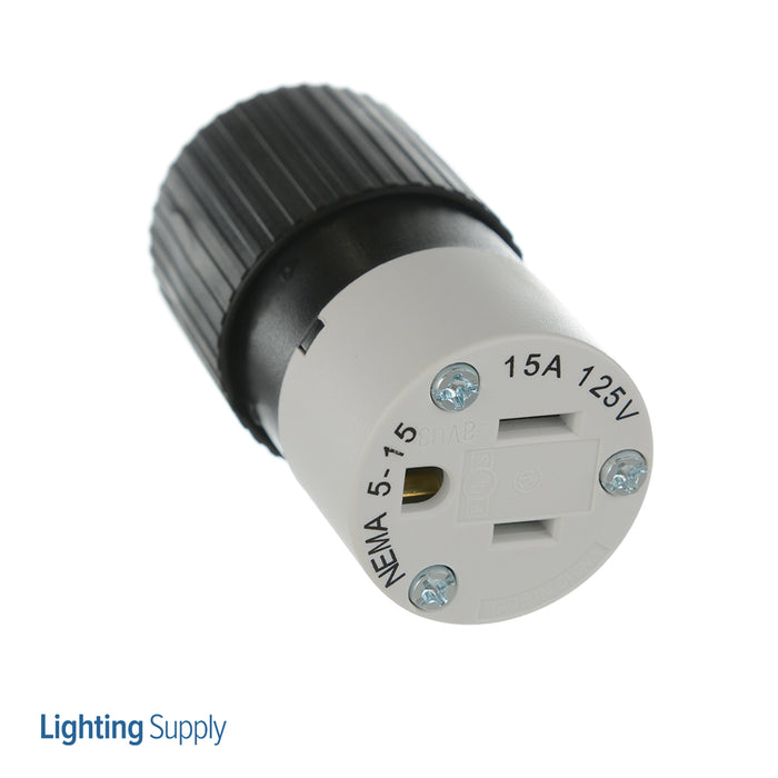 Bryant Industrial Grade 15A 125V 2-Pole 3-Wire Grounding 5-15R White And Black Connector (BRY5269NC)