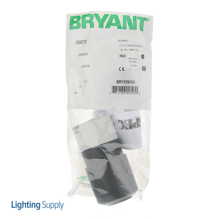 Bryant Industrial Grade 15A 125V 2-Pole 3-Wire Grounding 5-15R White And Black Connector (BRY5269NC)