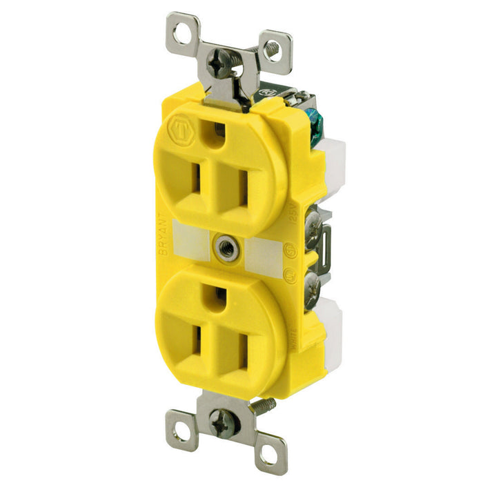 Bryant Duplex Receptacle Commercial 15A 125V 5-15R Yellow (BRY5262CR)