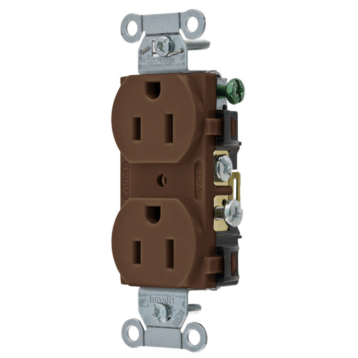 Bryant Duplex Receptacle Commercial Grade 15A 125V 5-15R Brown (CRS15)