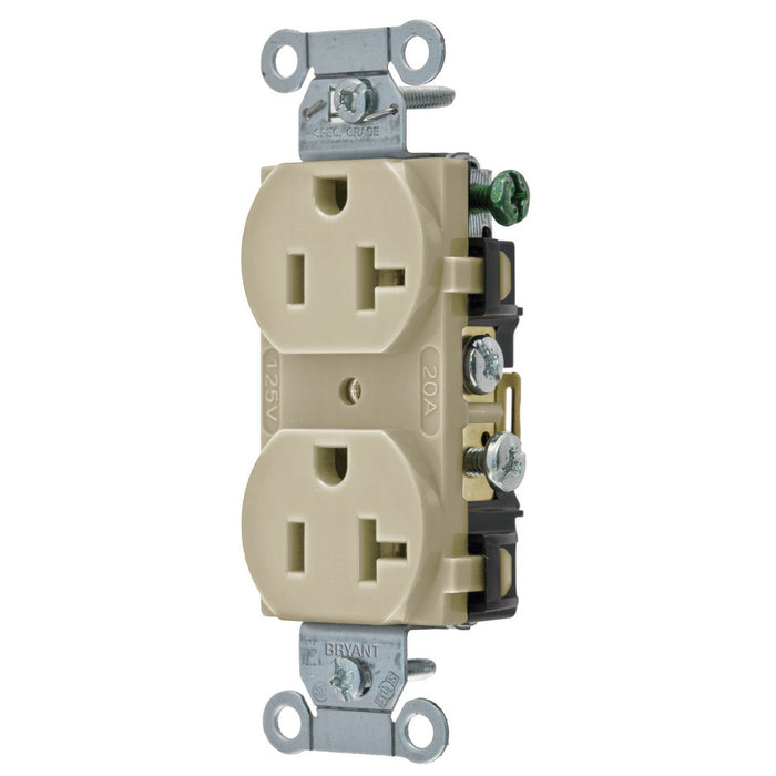 Bryant Duplex Receptacle Commercial Grade Side 20A 125V 5-20 Ivory (CRS20I)