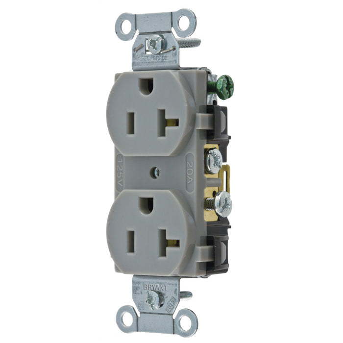 Bryant Duplex Receptacle Commercial SF 20A 125V 5-20R Gray (CRS20GRY)