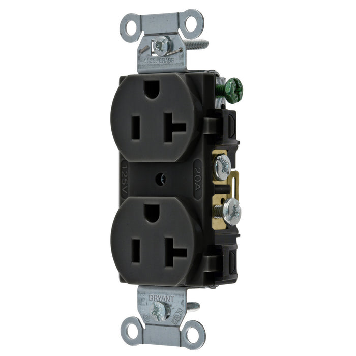 Bryant Duplex Receptacle Commercial SF Side 20A 125V 5-20R Black (CRS20BLK)