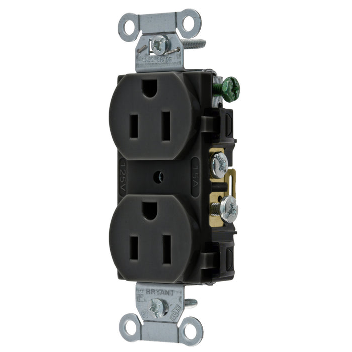 Bryant Duplex Receptacle Commercial Grade 15A 125V 5-15R Black (CBRS15BLK)