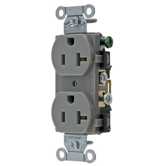 Bryant Duplex Receptacle Commercial Grade 20A 125V 5-20R Gray (CBRS20GRY)