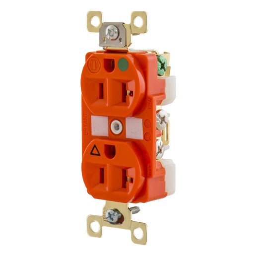 Bryant Duplex Receptacle Hospital Grade IG 20A 125V 5-20R Orange (BRY8300IG)