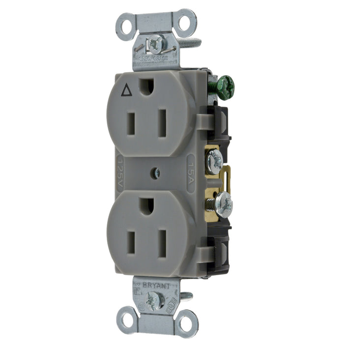 Bryant Duplex Receptacle Industrial Grade/Commercial Grade 15A 125V Gray (CR15IGRY)