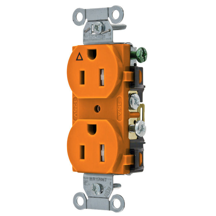 Bryant Duplex Receptacle Industrial Grade/Commercial Grade 15A 125V Orange (CR15IG)