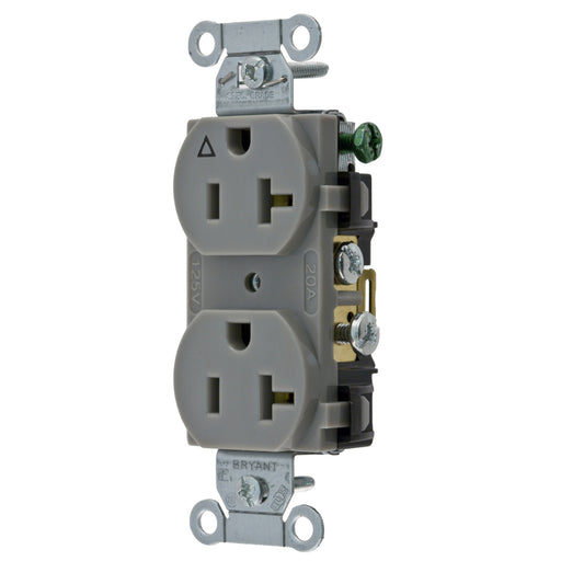 Bryant Duplex Receptacle Industrial Grade/Commercial Grade 20A 125V Gray (CR20IGRY)