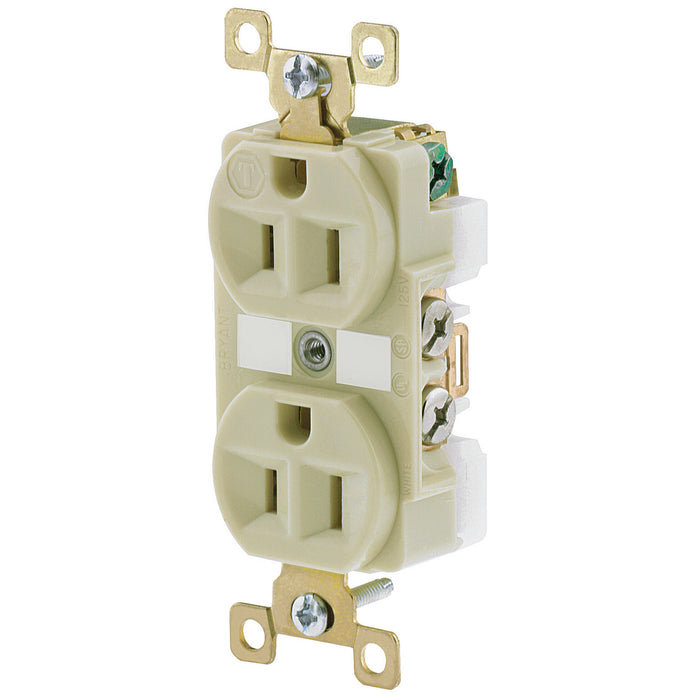 Bryant Duplex Receptacle Industrial Grade 15A 125V 5-15R Ivory (BRY5262I)