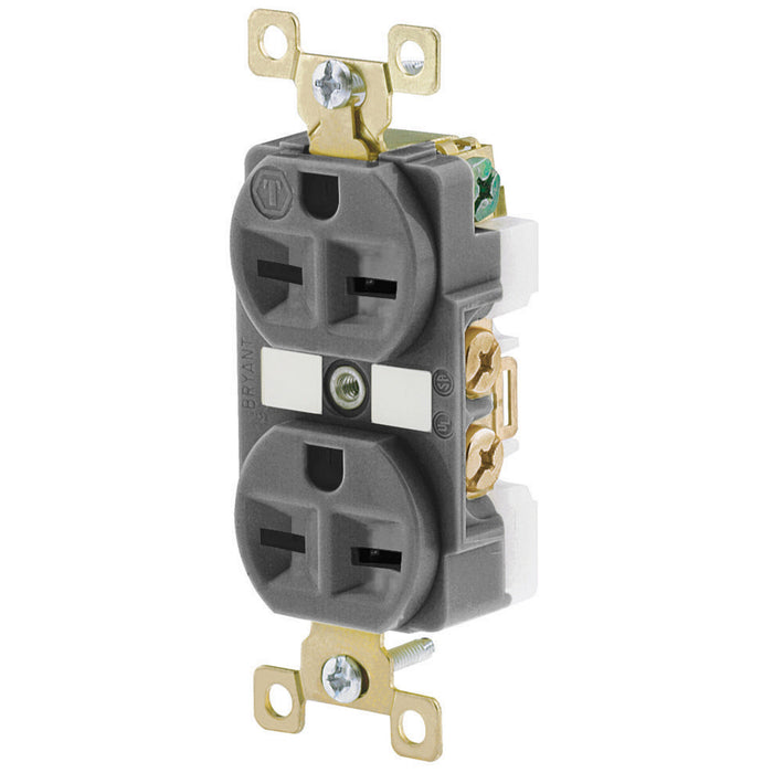 Bryant Duplex Receptacle Industrial Grade 15A 250V 6-15R Gray (BRY5662GRY)