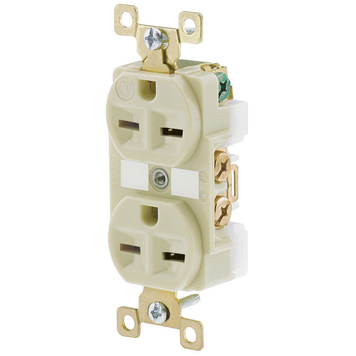 Bryant Duplex Receptacle Industrial Grade 15A 250V 6-15R Ivory (BRY5662I)