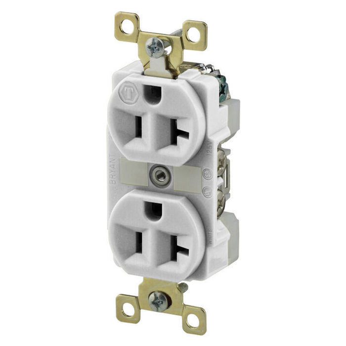 Bryant Duplex Receptacle Industrial Grade 20A 125V 5-20R White (BRY5362W)