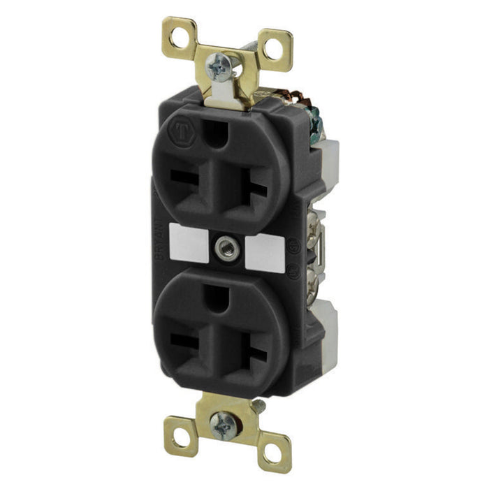 Bryant Duplex Receptacle Industrial Grade 20A 250V 6-20R Black (BRY5462BLK)