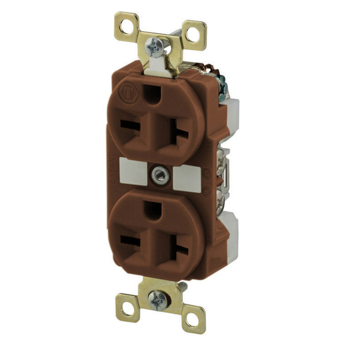 Bryant Duplex Receptacle Industrial Grade 20A 250V 6-20R Brown (BRY5462)