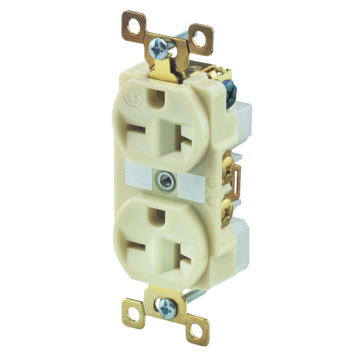 Bryant Duplex Receptacle Industrial Grade 20A 250V 6-20R Ivory (BRY5462I)