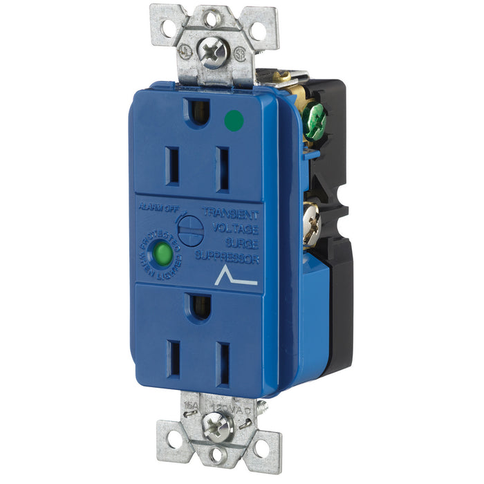 Bryant Duplex Surge Protective Device Receptacle Hospital Grade 15A 125V 5-15R Blue (SP82A)