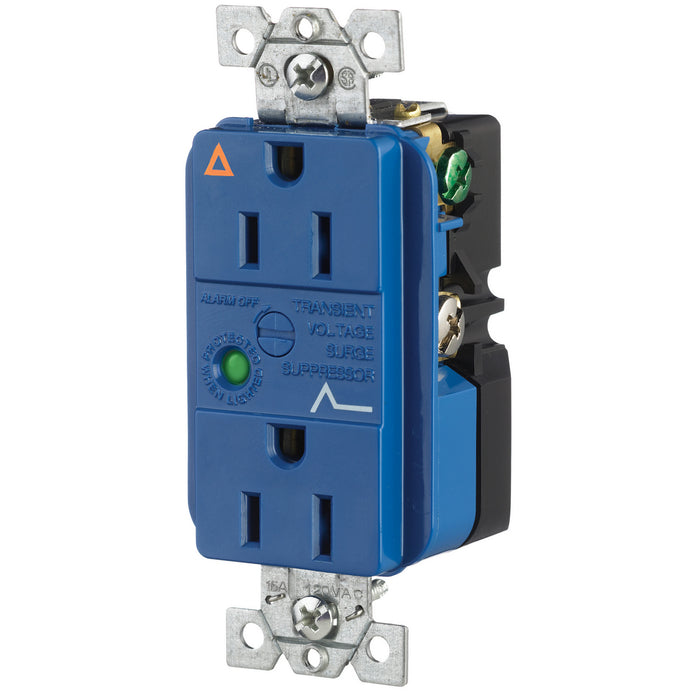 Bryant Duplex Surge Protective Device Receptacle Industrial Grade 15A 125V 5-15R Blue (SP52IGA)