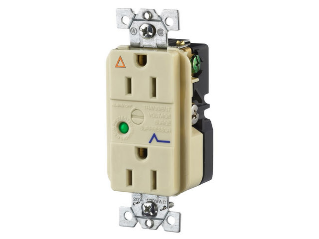 Bryant Duplex Surge Protective Device Receptacle Industrial Grade 15A 125V 5-15R Ivory (SP52IGIA)