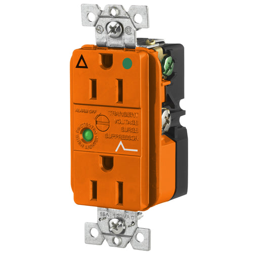 Bryant Duplex Surge Protective Device Receptacle Industrial Grade Hospital Grade 15A 125V Orange (SP82IGOA)