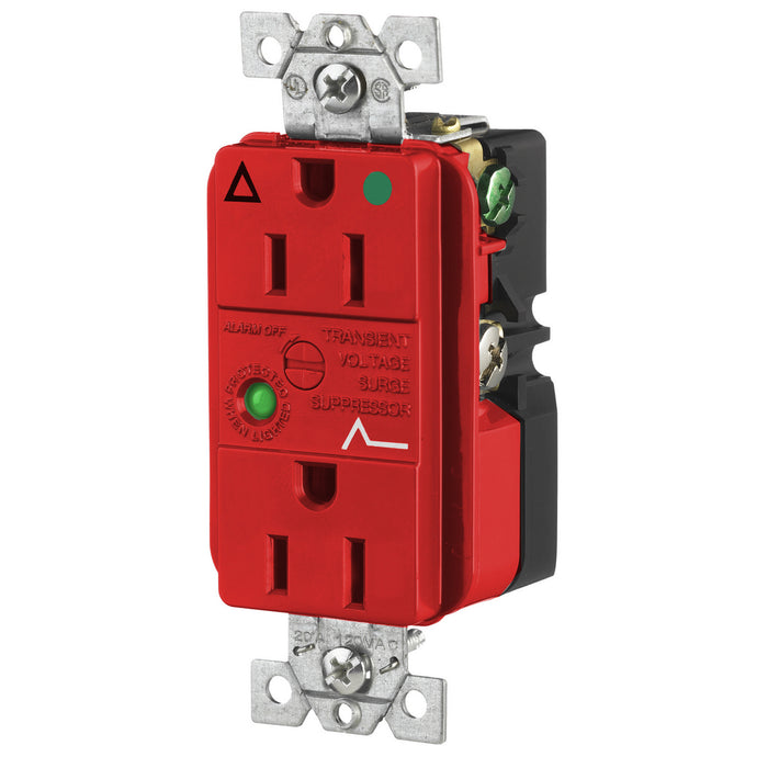 Bryant Duplex Surge Protective Device Receptacle Industrial Grade Hospital Grade 15A 125V Red (SP82IGRA)